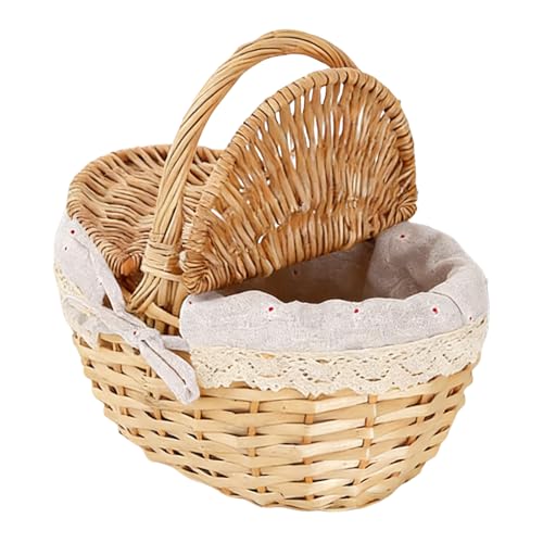 Cesta para pícnic – Multifuncional con asa de transporte, cesta de almacenamiento de imitación de mimbre para guardabosques, dormitorio, senderismo, comedor, viaje, camping, en casas,