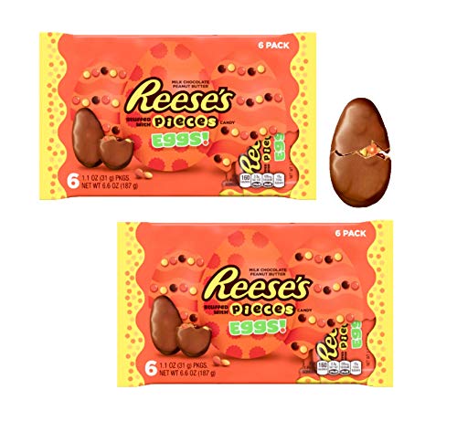 Easter Reeses stuffed with Pieces Milk Chocolate Peanut Butter Cup Eggs 6 count - 2 Pack