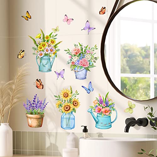 Arquiel Pegatinas De Pared Flores En Tieso Pegatinas Vinilo Dormitorio BañO Cocina Muebles Mariposas