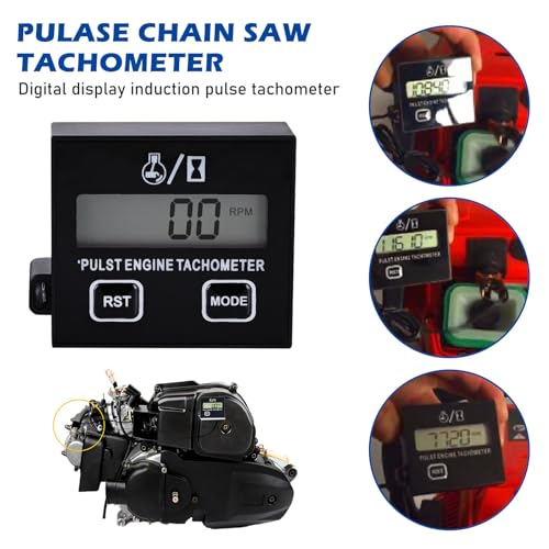 Digitaler Drehzahlmesser, 2 Takt Digital Tachometer, Induktiver Drehzahlmesser Motorsäge Benzinmotor Rasenmäher Clip-drehzahlmesser Kettensäge Hoher Kettensägen Austauschbarer Akku