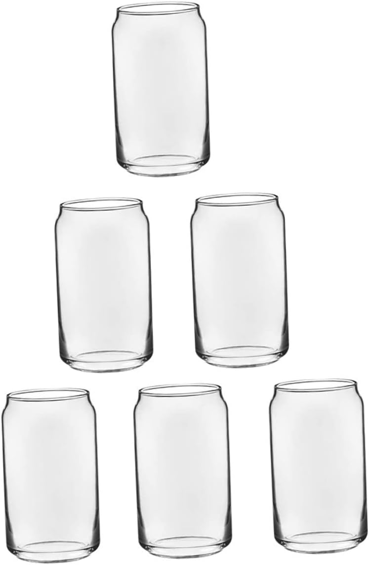 6pcs Creative Ring-pull Can Shape Transparent Glass Cup for Juices Beer Cocktails and Parties Unique Design for Home and Events