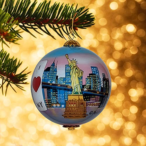 New York City bei Sonnenuntergang, Weihnachtsdekoration, handbemalt, mit dekorativer Geschenkbox – Ansicht 7