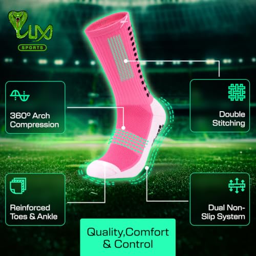 Image of Lux Dual Grip Soccer Socks for Men & Women - DualGrip Engineered for Performance & Comfort - Anti-Slip Grip Socks for Soccer