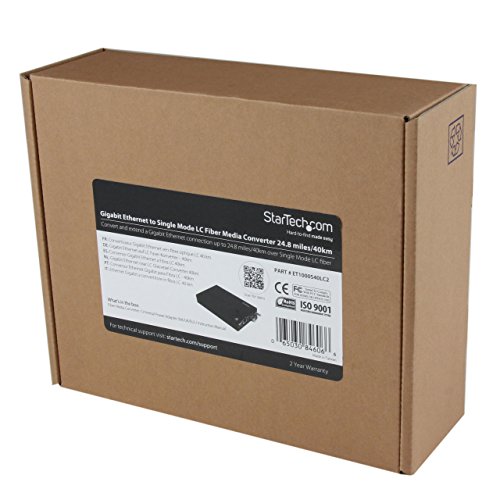 Image of StarTech Single-Mode (SM) LC Fiber Media Converter, Gigabit Ethernet, TAA | 40km, 1310nm- with SFP Transceiver, For, 10 /100 /1000 Network, ET1000S40LC2