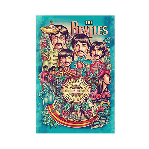 Poster sur toile The Beatles – Décoration murale – Pour salon, chambre à coucher – Sans cadre : 60 x 90 cm - Les Beatles, Paul McCartney, John Lennon, RIngo Starr, George Harrison Poster sur toile The Beatles - Décoration murale - Pour salon, chambre à coucher - Sans cadre : 60 x 90 cm