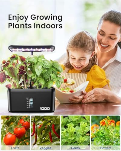 iDOO Hydroponics Growing System Kit 8Pods, Birthday Gifts for Mom Women, Herb Garden Indoor with LED Grow Light for Home School, Built-in Pump, Auto-Timer, Adjustable Height Up to 15", 8Pods-Black - Thumbnail 6