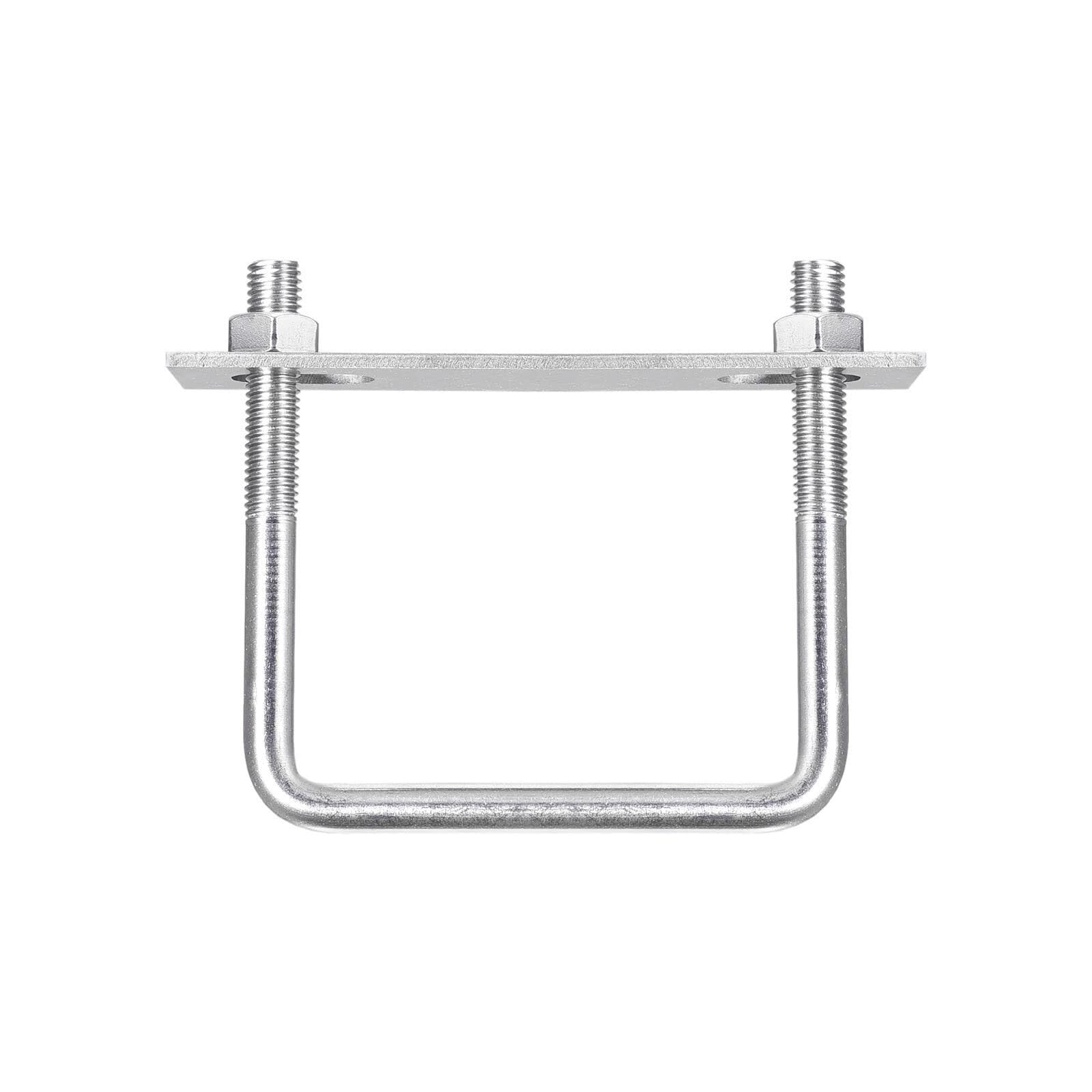 TOP-VIGOR M10 Square U-Bolts, 85mm Inner Width 100mm Length 304 Stainless Steel U-Bolts with Nut