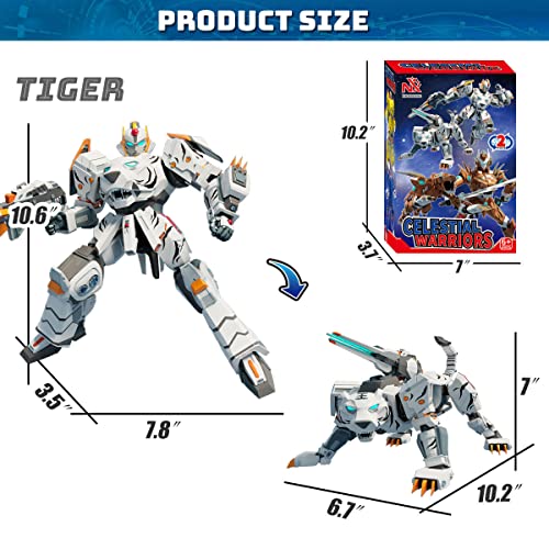 Wenbeier Animal Turn Into 10" Robot Toys Tiger Action Figure For Kids Deformation Assembly Robot For Boys & Girls Ages 6-12 #TOP3