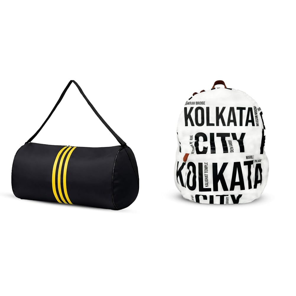 Gym Bag for Men & Women | Sports Duffle Bag with Shoulder Strap | Lightweight Waterproof + Air Backpack White Kolkata City Print 20L Lightweight Waterproof Anti-Theft Nylon Laptop-image-17
