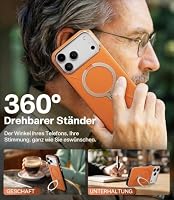 TORRAS Ostand Q3 VegSkin für iPhone 17 Pro Max Hülle (Nachhaltig Silikonleder) (360° Magnetischer Unsichtbarer Ständer) Premium Haptik Langlebig Hülle iPhone 17 Pro Max Case Edle Lederstruktur Orange – Ansicht 3