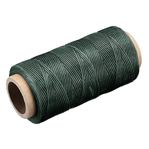 Cordon ciré polyester 1mm ultra résistant uxcell fil à coudre cuir vert foncé de 180 mètres