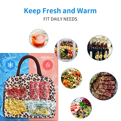 Lunch Bag Lunch Box For Women Men Reusable Insulated Lunch Tote Bag,Leakproof Thermal Cooler Sack Food Handbags Case High Capacity Fortravel Work School Picnic-Leopard Print #TOP5