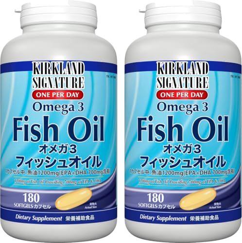 < Kirkland Signature �J�[�N�����h�V�O�l�`���[ > Fish Oil �t�B�b�V���I�C�� Omega3 �I���K3 ���� 1200mg < EPA + DHA 700mg > 289.8g < 1610mg × 180�� × 2�Z�b�g >