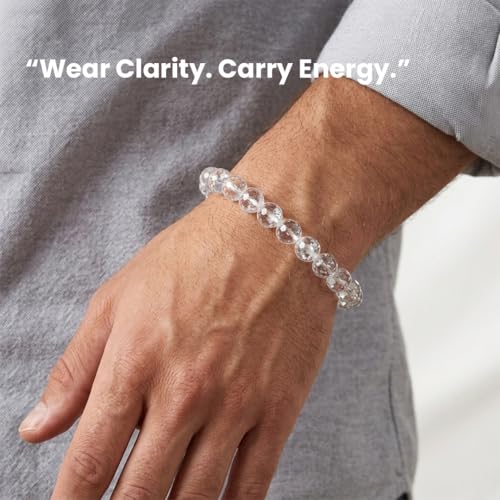 Image of Reiki Crystal Products Certified Natural Crystal Stone Diamond Cut /Faceted 10 mm Beads Bracelet for Men & Women | Reiki Charged Gemstone Jewellery | Multiple Stone Variants Available