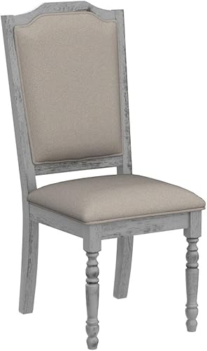 Miniatura 5 de Roundhill Furniture Iris - Silla de comedor de madera con patas torneadas, juego de 2, color blanco desgastado Blanco Weathered,Gris recuperado