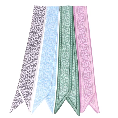 CAVETEE 4 PCS Fashion Scarves for Women, Hair Scarves Headbands for Women Versatile Hair & Handbag Accessory