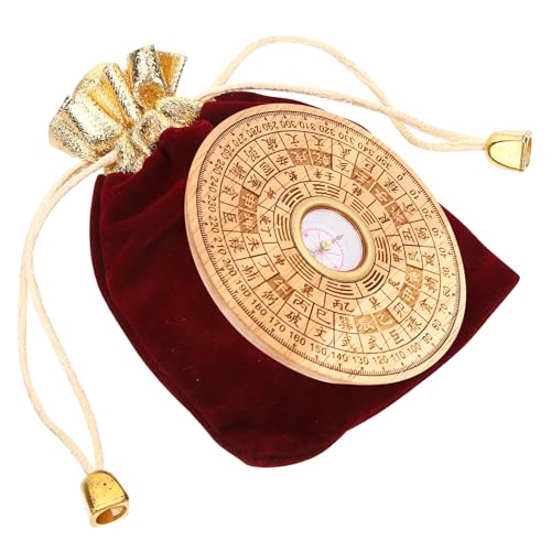 Brújula de madera Feng Shui 2 pulgadas estilo retro miniatura 1