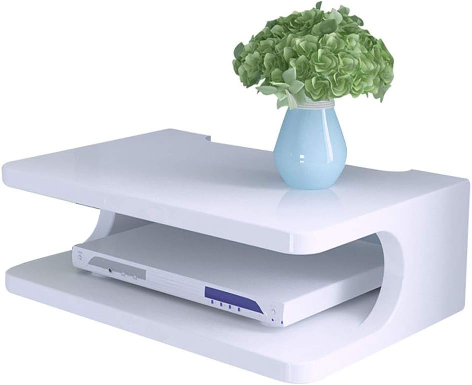 HYO&ZOY Set-top Box Rack Wall-Mounted Router Storage Box DVD Player Storage Box Smart Home TV Accessories 2-Layer Storage Rack (Color : White)