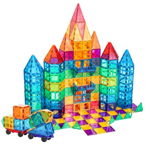Magnetic Tiles, 100PCS Magnetic Building Blocks for Kids, Magnet 3D Montessori Kids Toy Set, Building Construction Educational STEM Toys for 3+ Year Old Boys and Girls Christmas Birthday Gifts