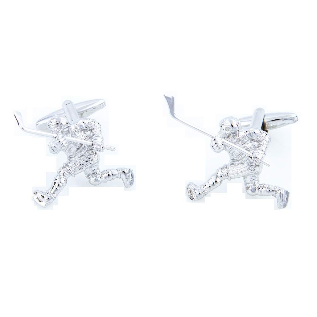 mrcuff Hockey Player with Stick 3D Pair Cufflinks in Presentation Gift Box & Polishing Cloth-picture-48