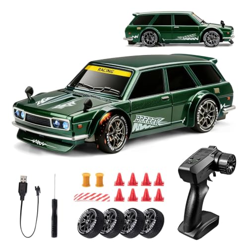 BRRRRT 1:24 RC Drift Car,20KM/H 4WD High Speed Remote Control Cars with LED Lights,Adjustable High Speed/Low Speed Ddrift Car,Extra Drifting Tires,Speed Racing Sport Toy Car for Boys and Girls Age 6+