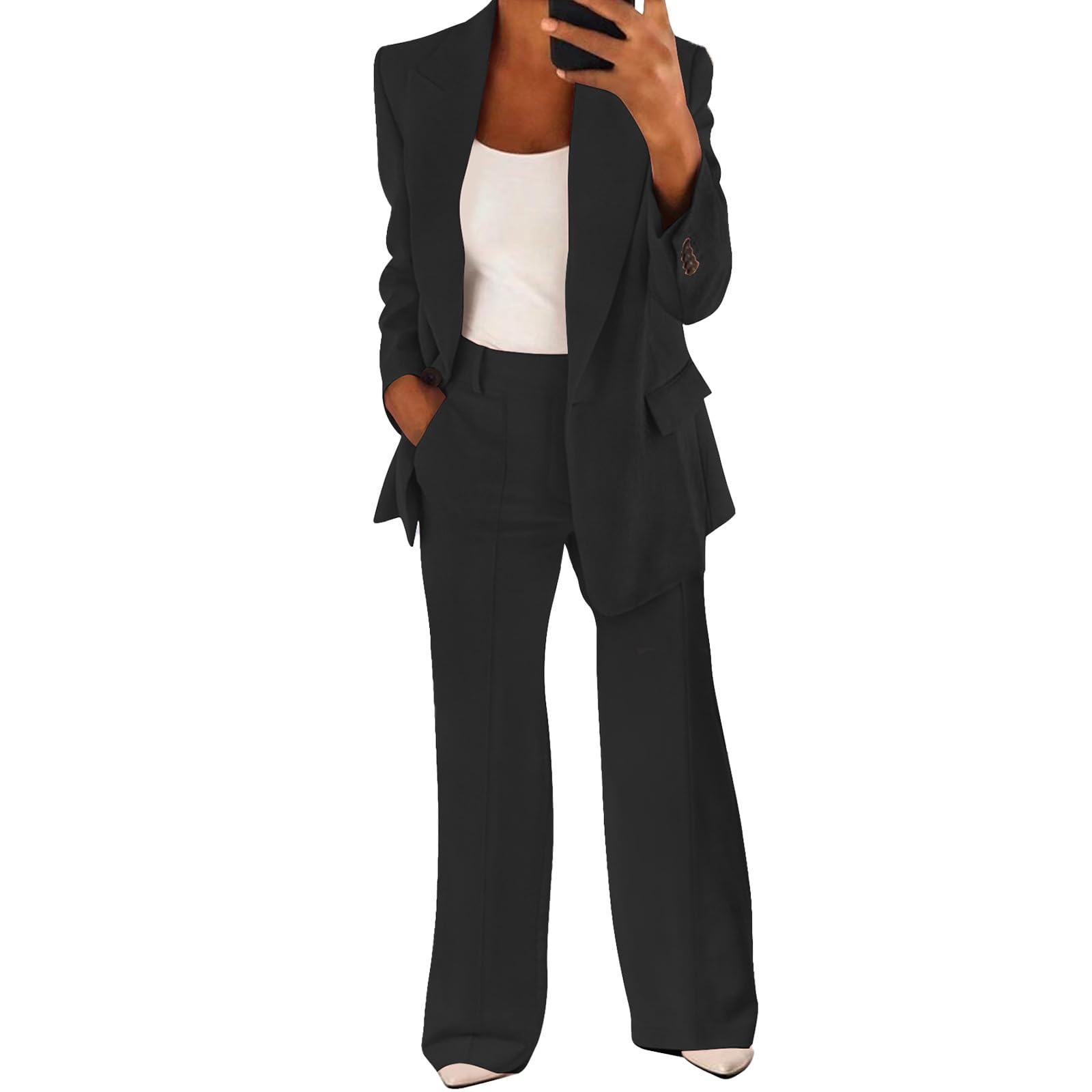 Womens Suits 2 Piece Set Business Casual Blazer Outfits One Button Blazer Jacket and Pants Professional Clothes