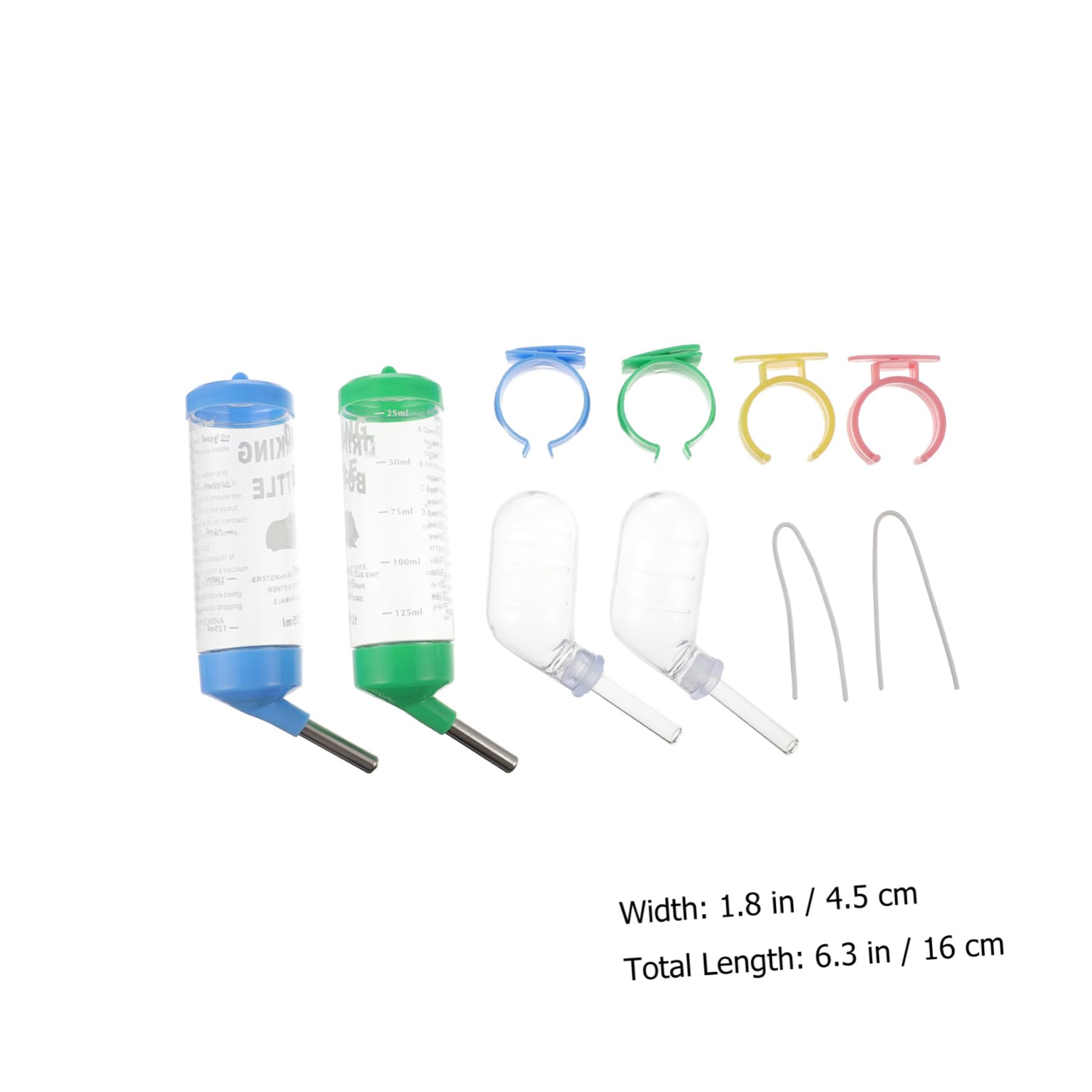 POPETPOP 8piezas Botella De Agua para Animales Bebedero Cabezal De Inoxidable y Transparente para Hámsteres Conejos y Roedores
