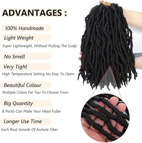 Faux Locs 36 Inch 8 Packs Locs Crochet Hair For Black Women New Soft Locs Curly Wavy Pre-Looped Crochet Hair Crochet Faux Locs Goddess Faux Locs synthetic Hair Extensions (36Inch,1B) - Image 3