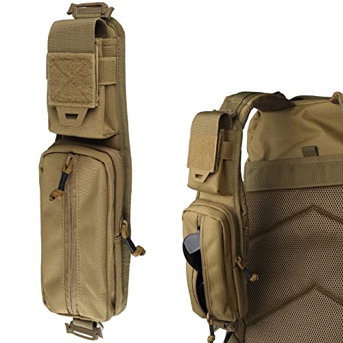 WYNEX Molle Zubehör Tasche mit Reißverschlusstasche, Rucksack Riemen Tasche Schultergurt Molle Befestigung Taktische Zubehör Tasche Schulter Starps Reißverschlusstasche zusätzliche Handy-Halter