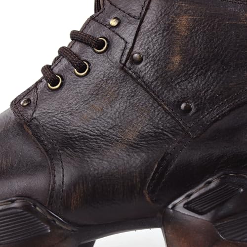 Image of OSSTONE Vintage Fashion Sneakers for Men lace-up Leather Retro Moto Chukka Boots Casual Shoes OS-5008-S-1-US-R