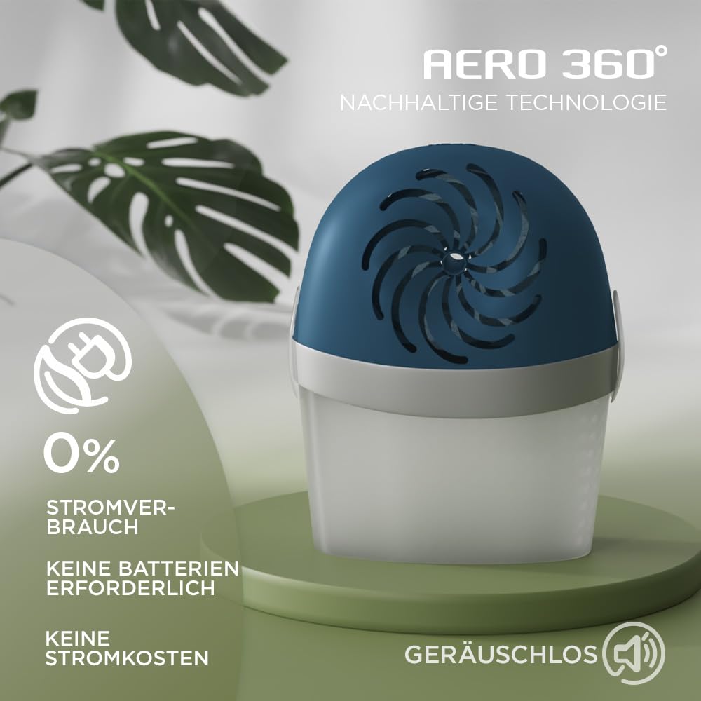 Rubson AERO 360° vochtvreter voor badkamer (1 apparaat 1 navulverpakking van 450 g) - geurremmende luchtontvochtiger - vochtabsorberend en condensatie