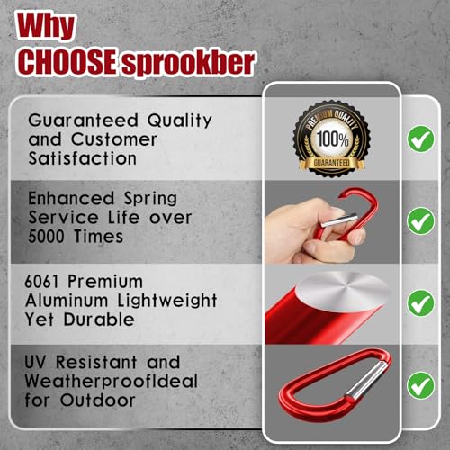 Image of sprookber 4 inch & 5 inch Extra Large Aluminum Carabiner D Ring, Caribeener Clips, Spring Snap Hook for Keychain Clip, Set of 4