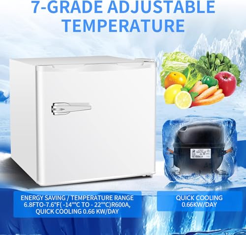 Image of Antarctic Star 1.2 Cu.Ft Mini Upright Freezer, Compact Refrigerator with Adjustable Thermostat & Removable Shelves, Freestanding Small Freezer for Home Kitchen Office Garage, White