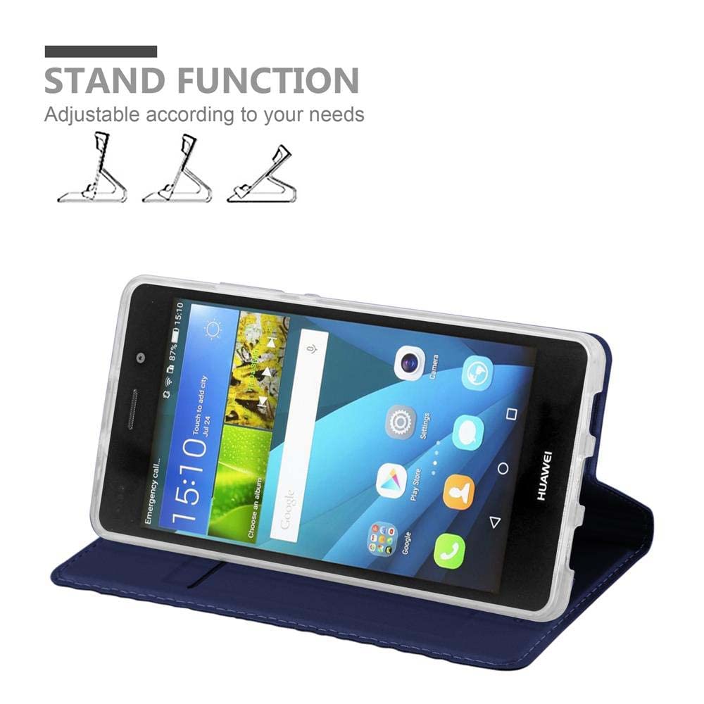 Cadorabo Custodia Libro per Huawei P8 in CLASSY BLU SCURO - con Vani di