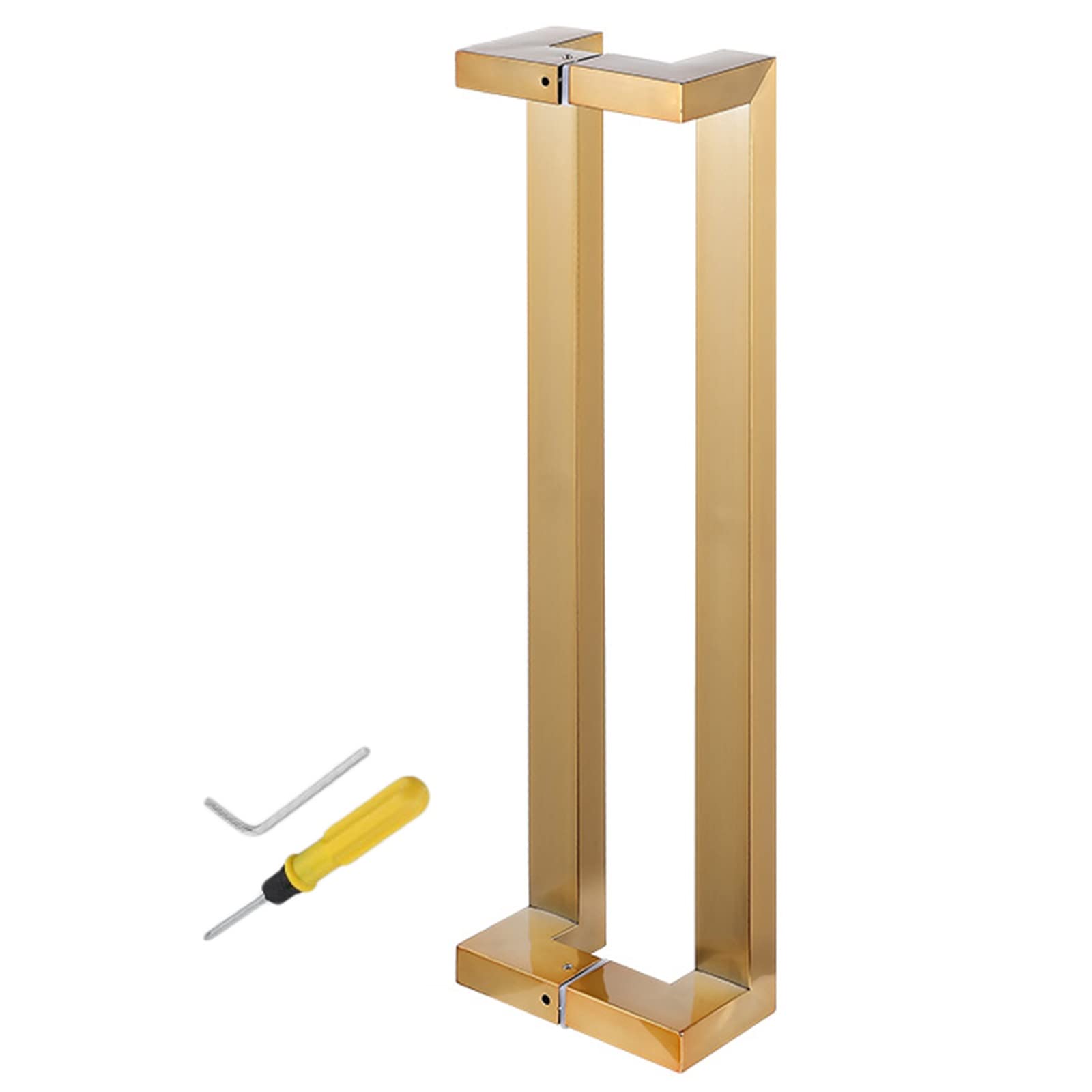 CWCQGH Modern Steel Push Pull Door Handle for Shower Glass Sliding/Barn Door/Entrance Interior Exterior Door,Square Entry Door Handle Black/Gold,Gold-80cm/31.5inch