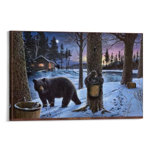 Ours decoration murale 3D salon peinture sur toile 60 x 90 cm