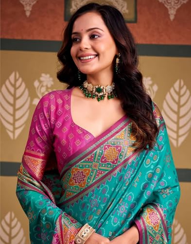 Image of MADHUHANSH Women's Cotton Linen Saree with Unstitched Blouse Piece and Floral Printed Pattern | Women Saree for Special Occasion | Stylish Modern Sarees