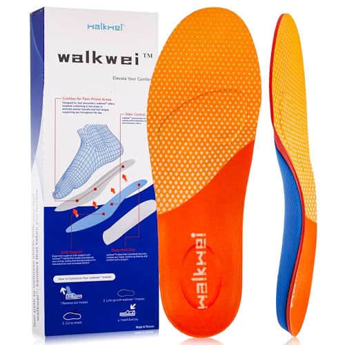 Top 10 Best Shoe Insoles for Walking on Concrete Reviewed 15 walkwei Work Boot Insoles for Standing All Day, Heavy Duty Arch Support for Flat Feet and Overpronation, Shock Absorbing Lightweight Trim-to-Fit Comfort Inserts, M Size (9.62'-10.44'), Men and Women