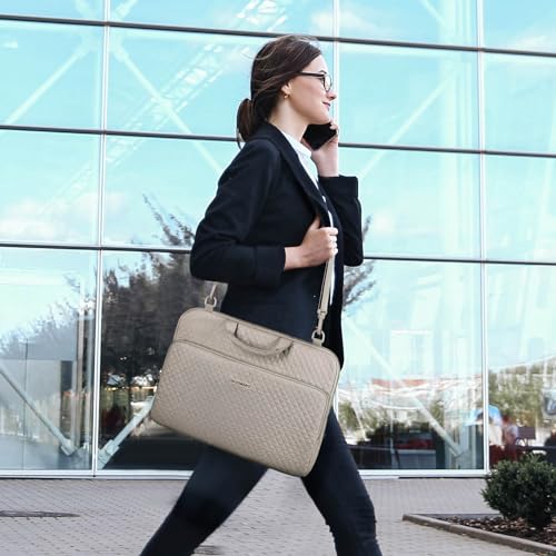 Image of BAGSMART Laptop Sleeve Case with Handle Protective Water-Resistant | 15-15.6 inch Laptop Bag for Women Lightweight with Front Pockets, Compatible with MacBook, HP, Dell