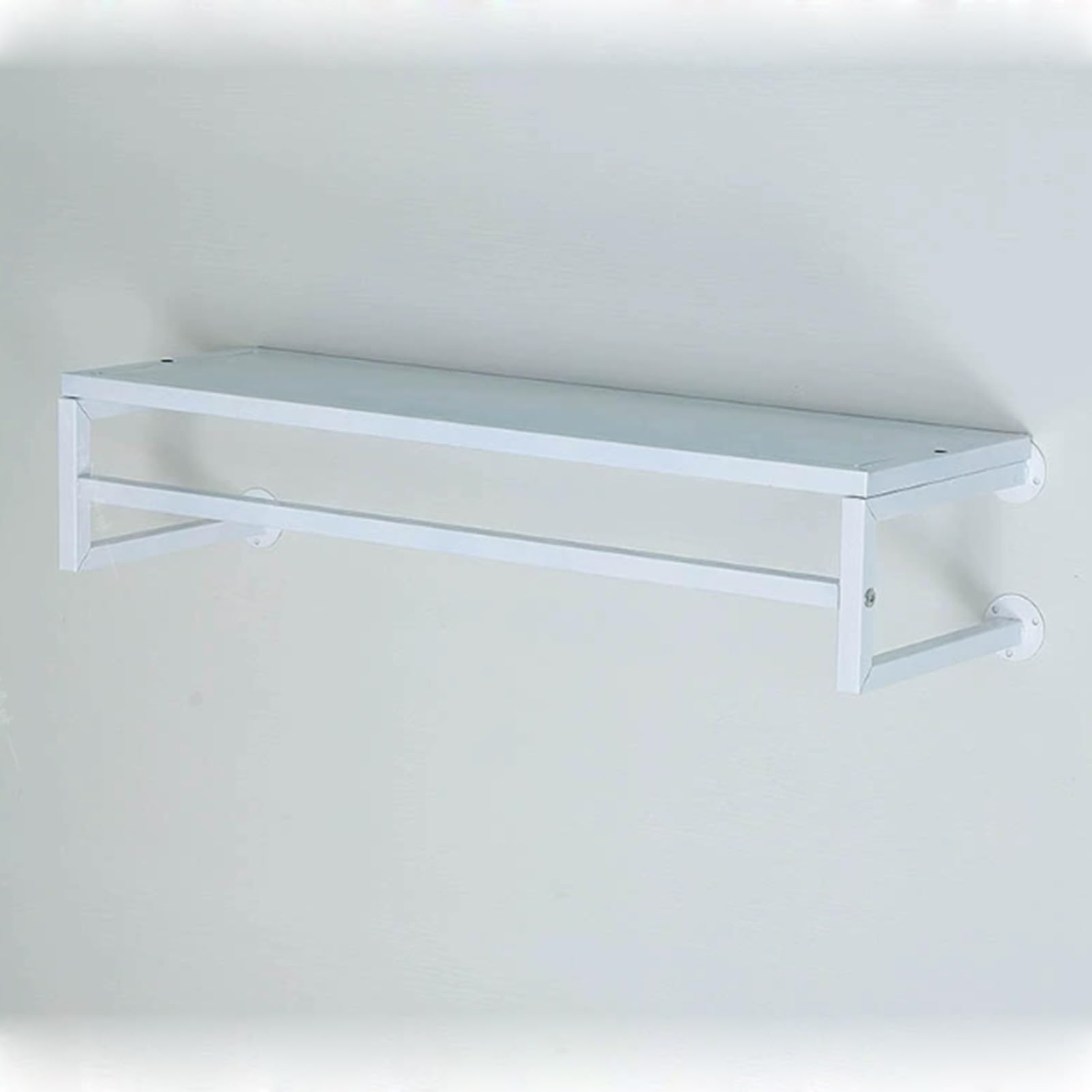 JYBNBBE Wall Mounted Clothing Display Rack with Hanging Rod and Floating Shelf for Garment Storage and Organization (White 100CM)