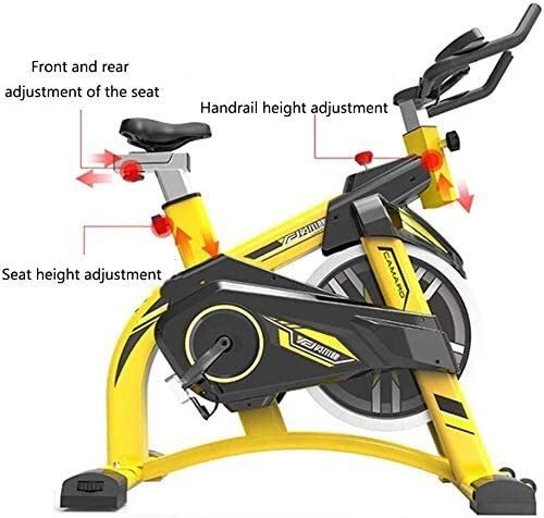 Image of Indoor Exercise Bike Spin Bike Studio Cycles Exercise Machines Cardio Workout Adjustable Handlebars Colour:Black (Yellow)