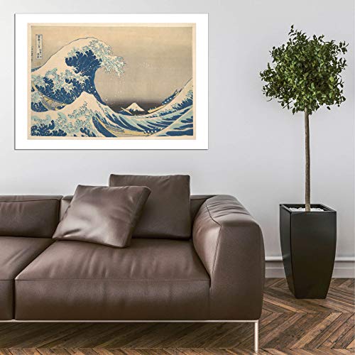 Impression d'art encadrée Hokusai format compact pour décorer un bureau