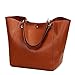 Coolives 2 in 1 Borsa a spalla da Donna in Pelle PU Borsa Tote Borsa Bauletto Borsa Hobo Borse a mano Vintage Borsetta Secchiello Shopping Elegant Marrone