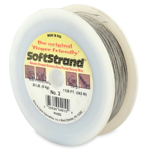 Image of WCS Softstrand, Uncoated Stranded Stainless Steel Picture Wrapping Wire, Size #2, 20 lb / 9 kg, 1125 ft / 343 m