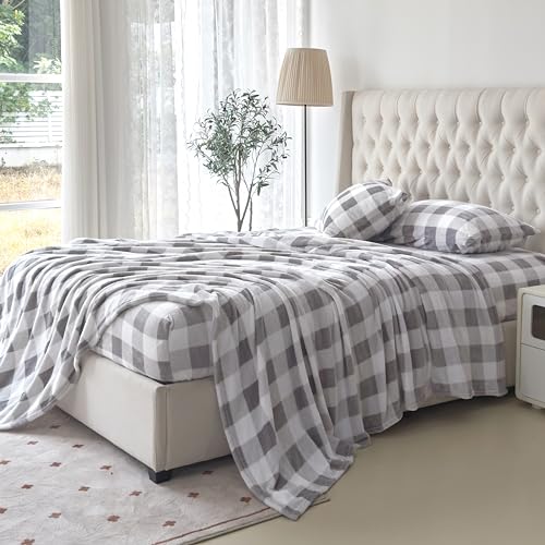 Image of Elegant Comfort Luxuriously Soft 4-Piece Velvet Plush Flannel Sheet Set - Premium Quality - Cozy Warm, Anti-Static, Non Pilling Fuzzy Velvet Flannel Fleece Deep Pocket Sheet Set - King, Buffalo Gray