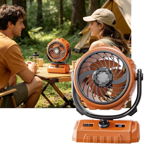 Ventilador oscilante multiángulo digital y recargable con linterna de refrigeración 4
