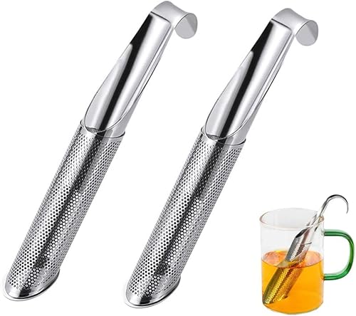 Filtre à thé en Acier Inoxydable, Filtre à thé Pour thé en Vrac, Rose, Café, épices, Long Manche Filtre à thé Tige Tube Filtre à thé et thé Fine Maille Filtre à thé Qualité Alimentaire(2 PCS)