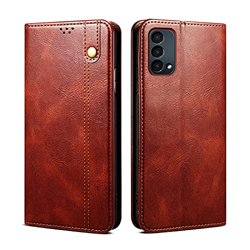 HAII Case for OnePlus Nord N200 5G,Flip Fold PU Leather Wallet Case with Card Slot Holder & Stand Magnetic Closure Shockproof Protective Cover for OnePlus Nord N200 5G (Brown)