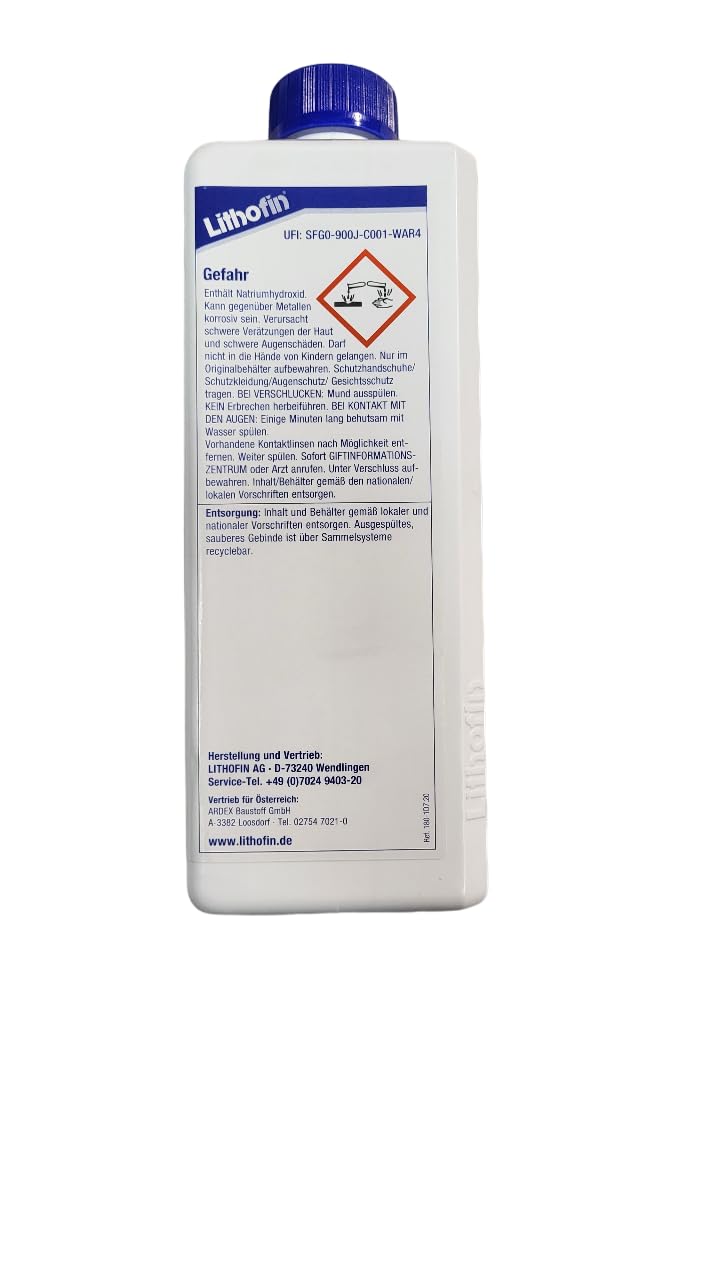 zbs24 Lithofin KF Intensivreiniger, Grundreiniger und regelmäßiger Unterhaltsreiniger, stark beanspruchter Flächen aus keramischen Fliesen und Feinsteinzeug, inkl. Latex Handschuhe Gr. 8 (3 Liter)