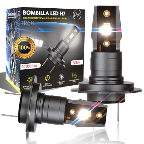 PROY'S NEXUS® Super Pack 2 Bombilla H7 LED 20000LM Premium de Largo Alcance 60W | X10 Veces Mas Brillante con Ventilador de refrigeración de 15000 RPM | 6500K Blanco Frío | Bombillas Led H7